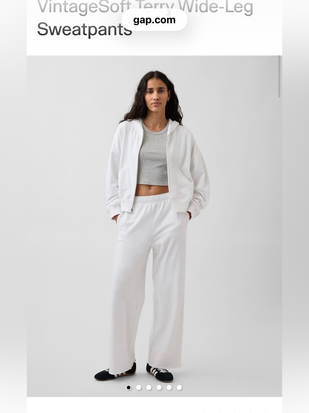 GAP vintage soft terry. Wide-Leg White Sweatpants with Elastic Waist